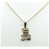 Image 3 : 10KT Yellow and White Gold Natural Diamond (0.10ct) Teddy Bear holding heart Pendant with Gold Plate