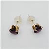 Image 2 : 14KT Yellow Gold Round Natural Rhodolite Garnet Earrings, Retail $350.00. Garnet is the birthstone f
