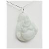 Image 2 : Sterling Silver Natural Jadeite Laughing Budda Pendant with Sterling Silver Chain, Retail $400.00.