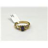 Image 1 : Gold Plated Sterling Silver Natural Tanzanite (0.55ct) with Natural White Sapphire (0.05ct) Ring, Si