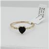 Image 1 : 10KT Yellow Gold Natural Blue Sapphire with Diamond (0.02ct) Heart Shape Ring, Size 6, Retail $1100.