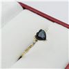 Image 2 : 10KT Yellow Gold Natural Blue Sapphire with Diamond (0.02ct) Heart Shape Ring, Size 6, Retail $1100.