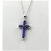 Image 2 : Sterling Silver Natural Amethyst (5ct) Cross Pendant with Sterling Silver Chain, W/A $515.00. Amethy