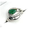 Image 2 : Sterling Silver Natural Emerald (0.65ct) with CZ (0.20ct) Ring, Size 5.75, W/A $455.00. Emerald is t