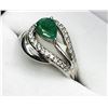 Image 3 : Sterling Silver Natural Emerald (0.65ct) with CZ (0.20ct) Ring, Size 5.75, W/A $455.00. Emerald is t