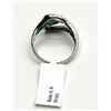 Image 4 : Sterling Silver Natural Emerald (0.65ct) with CZ (0.20ct) Ring, Size 5.75, W/A $455.00. Emerald is t