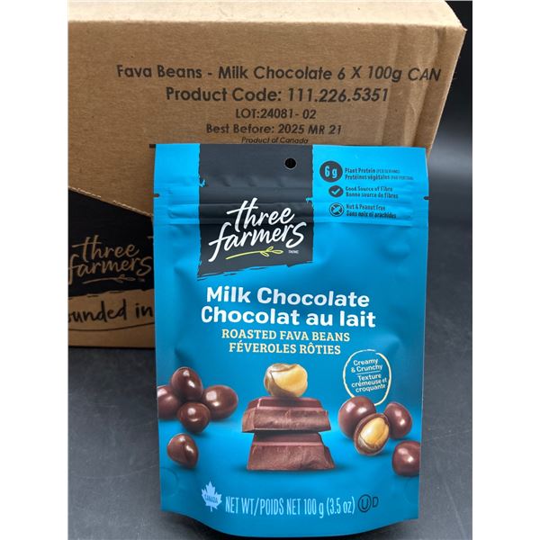 Three Farmers Milk Chocolate Fava Beans 6 x 100gÂ