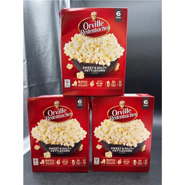 Lot of 3 Orville Redenbacher Sweet and Salty Kettlecorn, 6 Bags Per Unit