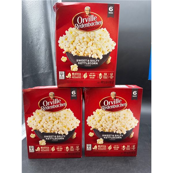 Lot of 3 Orville Redenbacher Sweet and Salty Kettlecorn, 6 Bags Per Unit