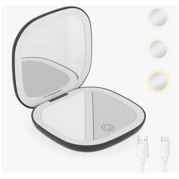 GloTech Rechargeable LED Mirror with Touch Sensor Dimming â€“ Black