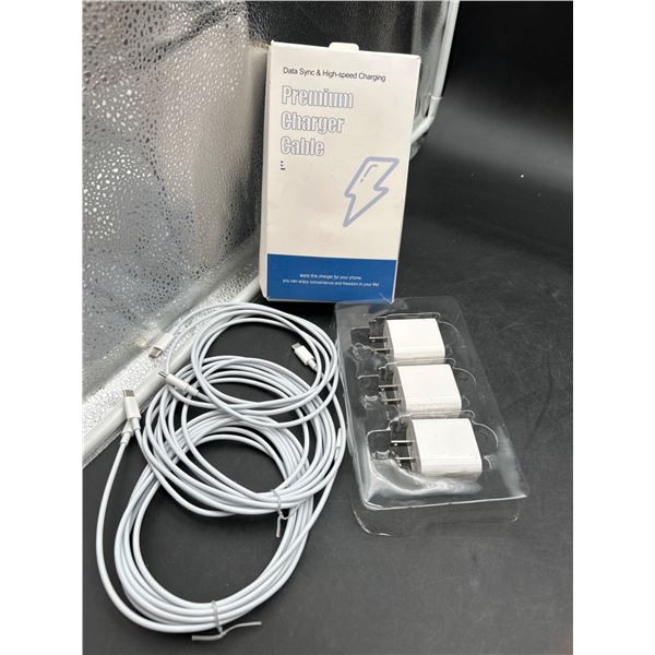 Lot ofÂ  3 USB-C to Lightning Cables and USB Charging Adapters