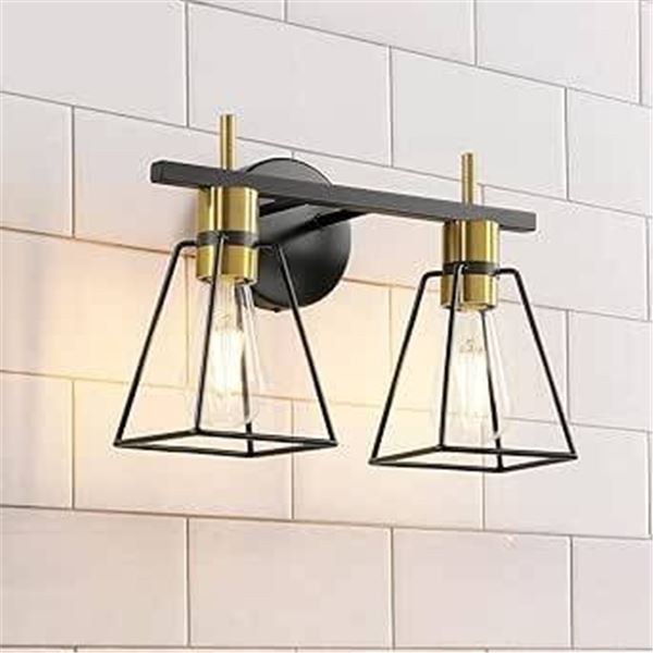 HAHZT Industrial Bathroom Light Fixture Model 8065ML-02GD-LB