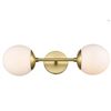 Image 1 : Light Society Zeno Brushed Brass and White Glass 2-Light Globe Wall Sconce, Mid Century Modern Retro