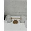 Image 2 : Light Society Zeno Brushed Brass and White Glass 2-Light Globe Wall Sconce, Mid Century Modern Retro