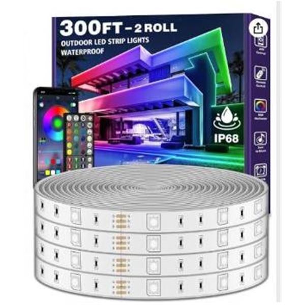 AILBTON 300ft/90m Outdoor LED Strip Lights Waterproof with self-Adhesive Back,IP68 Outside Led Light