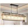 Image 1 : Wansi Shine Rectangular Crystal Chandeliers: 6-Light Black Modern Water Ripple Glass Chandelier for 