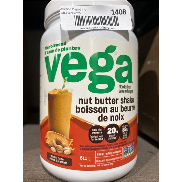 Vega Nut Butter Shake Drink Mix, Peanut Butter Flavor, 511 g