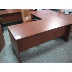 Mahogany L-Shaped Executive Desk