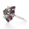 Image 3 : Vintage 18K White Gold 7 ctw Ruby & Baguette Diamond Tiered Cluster Cocktail Rin