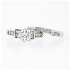Image 9 : 14K White Gold 1.38 ctw Round 6 Prong Diamond Engagement Ring Matching Band Set