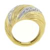 Image 2 : 18k Yellow Gold 0.56 ctw Pave Set Round Diamond Textured Grooved Bombe Band Ring