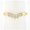 Image 1 : NEW 14k Yellow Gold .26 ctw Round Prong Diamond Curved Stackable Wedding Band Ri