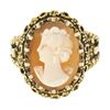 Image 4 : Vintage 14k Gold Oval Carved Shell Cameo w/ Twisted Wire Frame Cocktail Ring