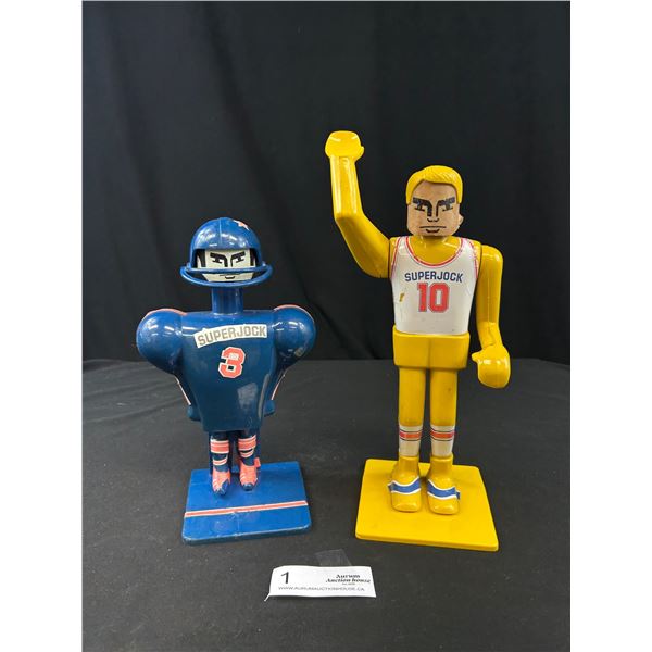 2 Vintage 1970s Schaper Super Jock Football and Basketball Figurines