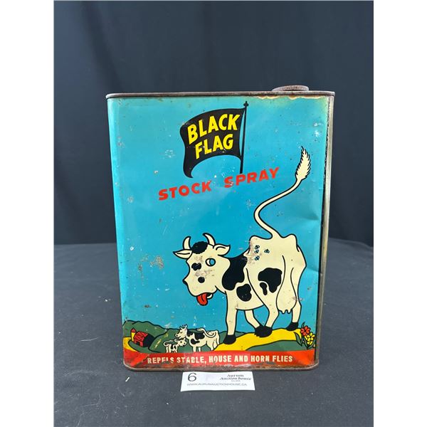 Vintage Black Flag Stock Spray Made in Canada Tin, Nice Graphics