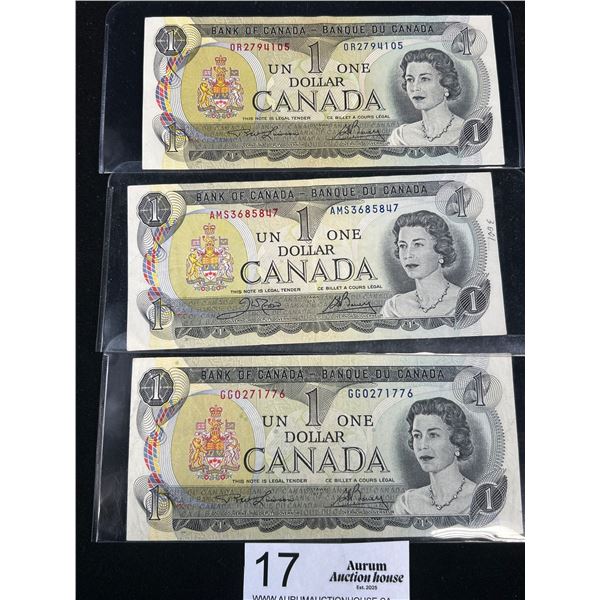 3x 1973 Canada Bank Notes
