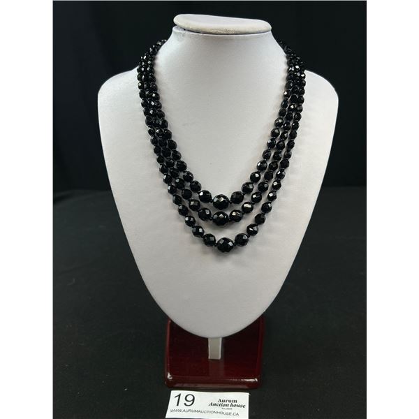 Antique Faceted French Jet Bead Necklace