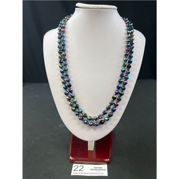 Rare Antique Faceted Carnival Glass Bead Necklace