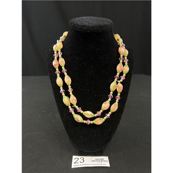 Rare Antique Flower Bead Cap Crystal Celluloid Bead Necklace Fabulous