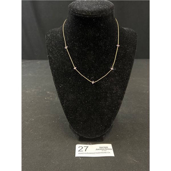 Fine! Antique Gold Rose Quartz Crystal Necklace