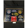Image 1 : Nicely Framed BC Fire Department Patches + Fire Academy Cap Badge