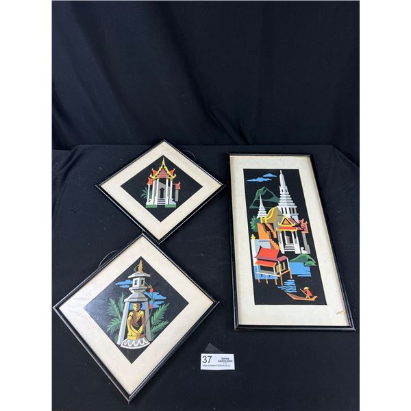 Group of 3 Vintage Asian Themed Paint by Numbers