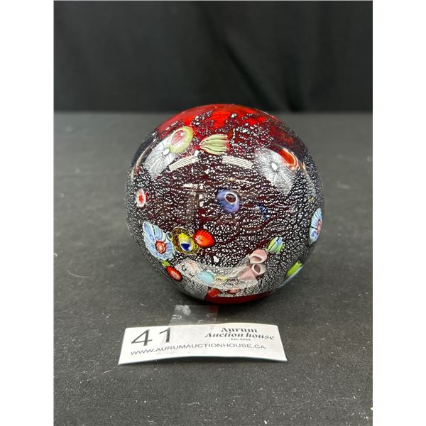 Vintage 3.5" Diameter Murano Glass Paperweight