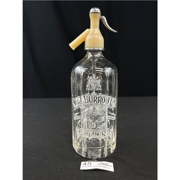 Vintage W&J Burrow Limited Malvern Seltzer Bottle w/ Nice Graphics