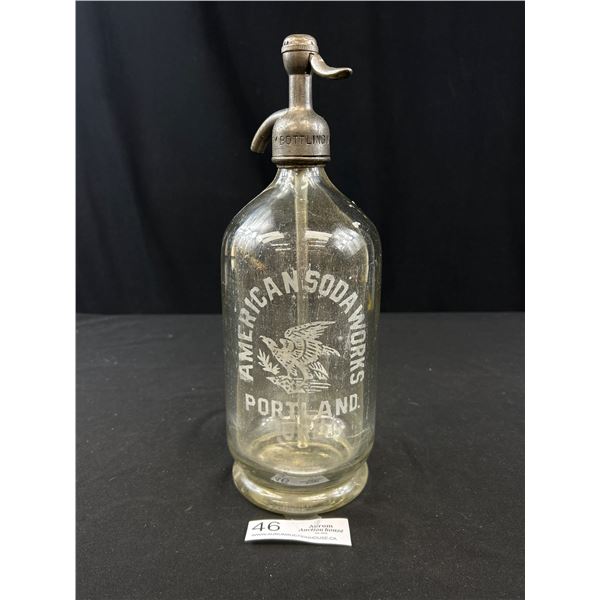 Vintage American Soda Works Portland Oregon Seltzer Bottle