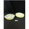 Image 1 : 1950s-60s Lime Green Pyrex - 4 Dinner Plates + 1 Lidded Casserole Dishes