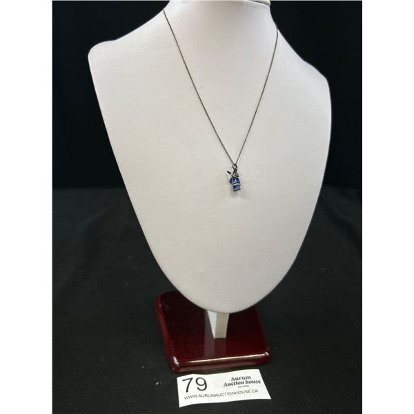 Antique Sterling Silver Enamel Mechanical Windmill Necklace