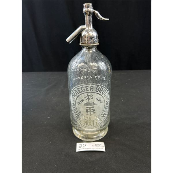 Traegr Brothers Spring Water Works Brooklyn New York Seltzer Bottle