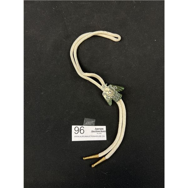 Old West Coast Carved Jade Bird Bolo Tie