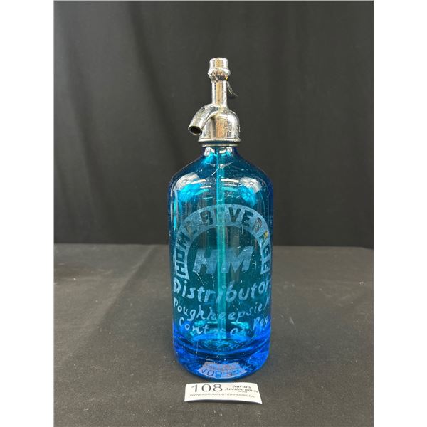 Vintage Home Beverage New York Blue Seltzer Bottle