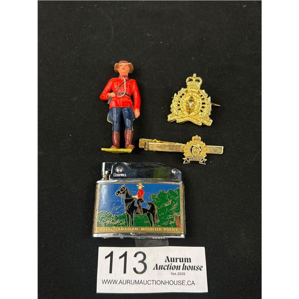 Vintage RCMP Collectible Lot w/ RCMP Hudson Bay Fort Vancouver Island Flat Lighter