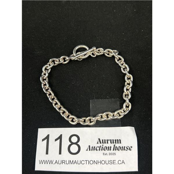 Heavy Link Silver Toggle Clasp Bracelet Nice!