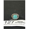 Image 2 : Large Silver Turqouise Mens Ring Vintage