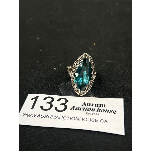 Large Antique Silver Ring Czechslovakia