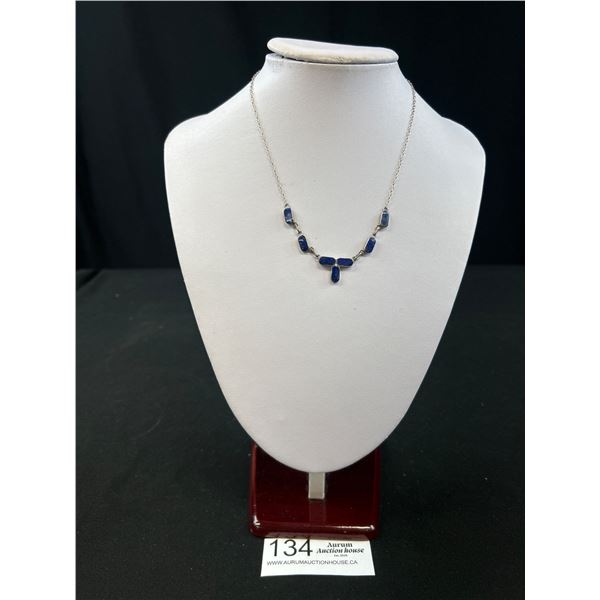 Vintage Sterling Silver Lapis Necklace