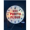 Image 1 : Vintage Purity Flower Clock, Works and Lights up, Has Crack Across the Glass, Please Look at All Pho
